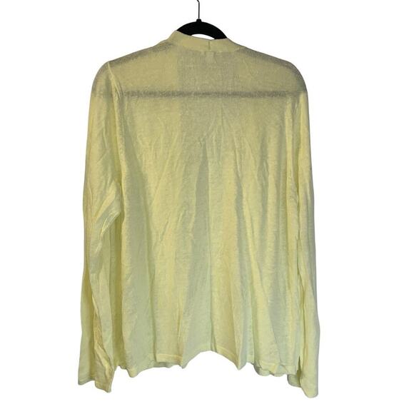 J Jill Women's Butter Yellow Linen Blend Cardigan Tall Size XLT Open Front Beach - Picture 2 of 7